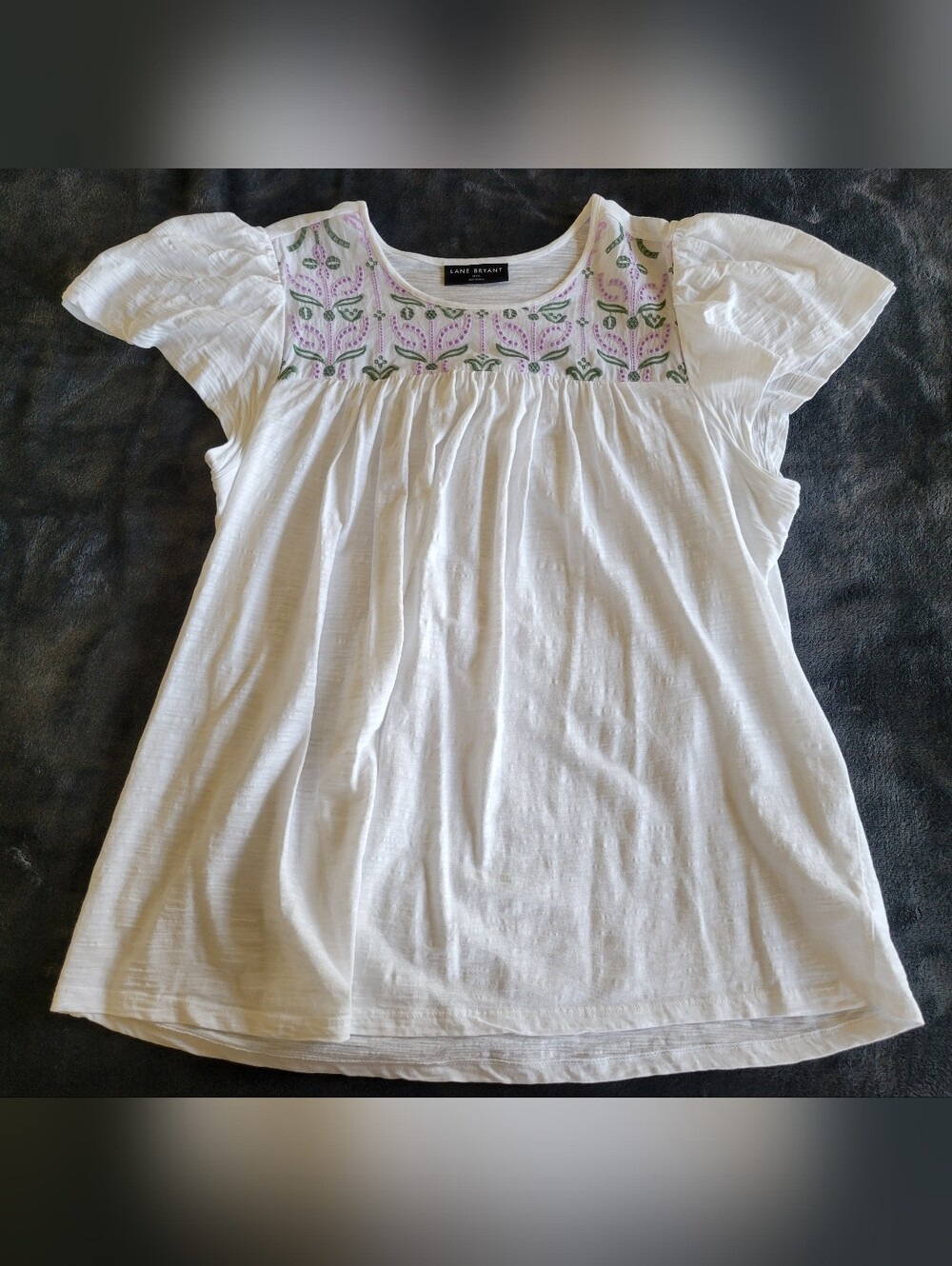 Lane Bryant Embroidered White Shirt